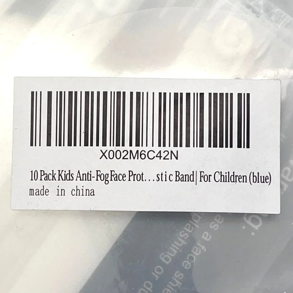 10 Pack Kids Anti-Fog HD Face Shields Protection With Elastic Band Foam Headband